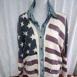 American Flag Cardigan Sweater